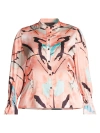 MING WANG, PLUS SIZE WOMEN'S PLUS ABSTRACT POET-SLEEVE BLOUSE