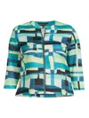 MING WANG, PLUS SIZE WOMEN'S PLUS ABSTRACT WOVEN JACKET