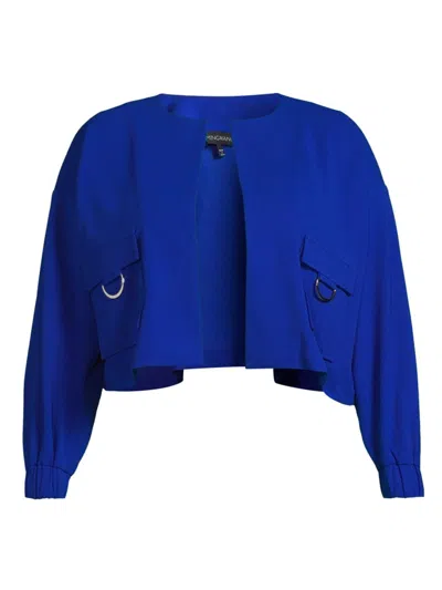 Ming Wang, Plus Size Women's Plus Relaxed Jacket In Sapphire Sea