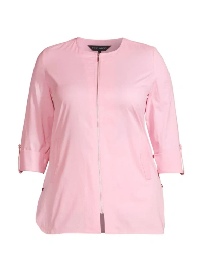 Ming Wang, Plus Size Women's Plus Zip Front Closure In Perfect Pink