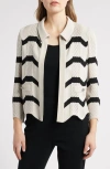 Ming Wang Pointelle Stripe Cardigan
