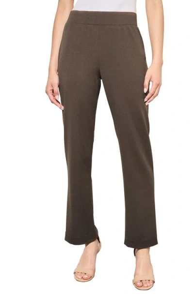 Ming Wang Pull-on Crepe Pants In Dark Umber