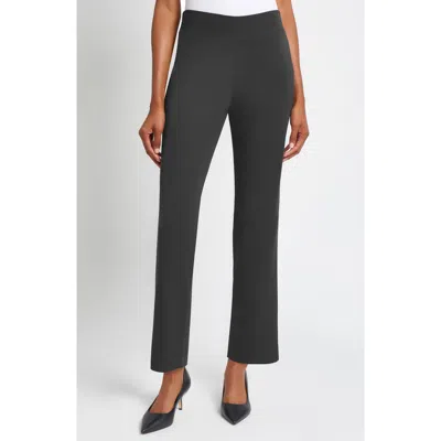 Ming Wang Pull-on Straight Leg Ankle Pants In Granite