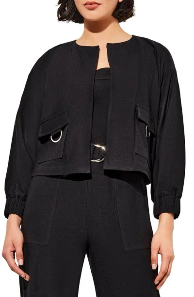 Ming Wang Relaxed Fit Crepe Jacket In Black