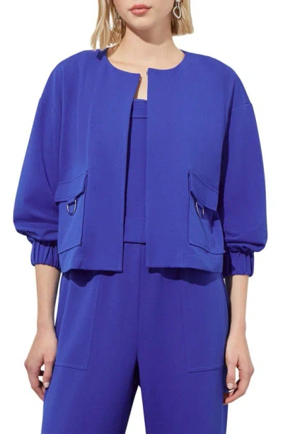Ming Wang Relaxed Fit Crepe Jacket In Sapphire Sea