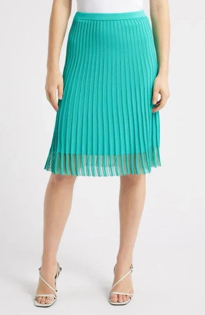 Ming Wang Rib Skirt In Emerald Awe