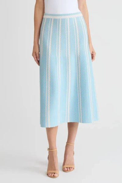 Ming Wang Roadmap Pattern Soft Knit Midi Skirt In Blue