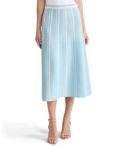 MING WANG ROADMAP PATTERN SOFT KNIT MIDI SKIRT
