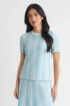 Ming Wang Roadmap Pattern Soft Knit Top In Blue