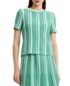Ming Wang Roadmap Pattern Soft Knit Top In Green