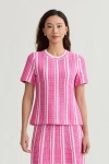Ming Wang Roadmap Pattern Soft Knit Top In Pink