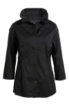 Ming Wang Ruffle Collar Cotton Poplin Blouse In Black