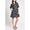 Ming Wang Ruffle Detail Poplin Shift Dress In Black