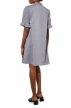 Ming Wang Ruffle Detail Poplin Shift Dress In White/black