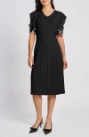 Ming Wang Ruffle Rib Midi Dress
