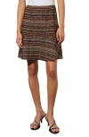 Ming Wang Ruffle Tweed Miniskirt In Chestnut/ Camel Multi