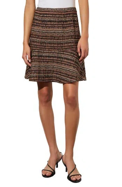 Ming Wang Ruffle Tweed Miniskirt In Chestnut/camel/black/ivory