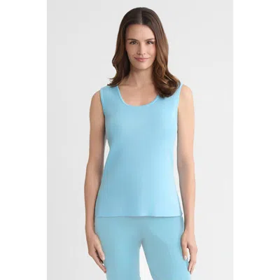 Ming Wang Scoop Neck Knit Tank In Blue