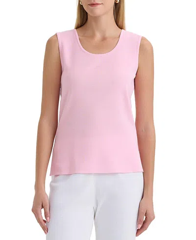 Ming Wang Mid-length Scoop Neck Knit Tank In Pink