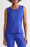 Ming Wang Scoop Neck Sweater Tank In Blue