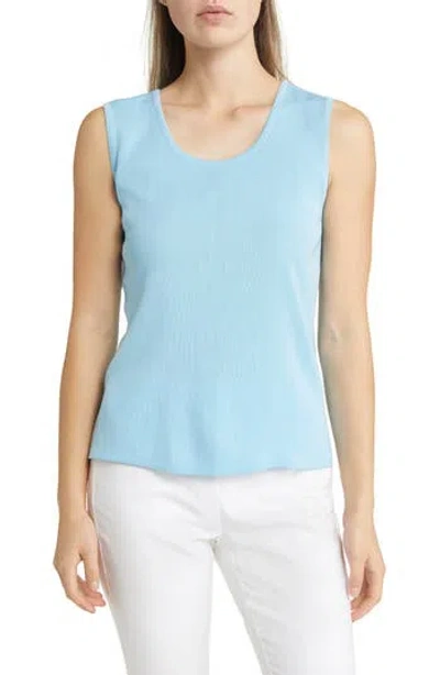 Ming Wang Scoop Neck Sweater Tank In Blue