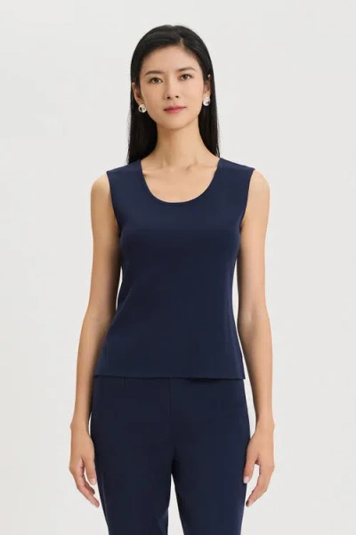 Ming Wang Scoop Neck Tank In Blue