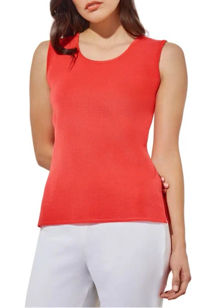 Ming Wang Scoop Neck Tank In Flamenco