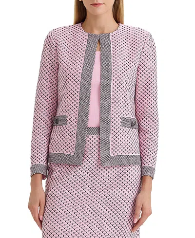 Ming Wang Shell Stitch Knit Jacket In Pink
