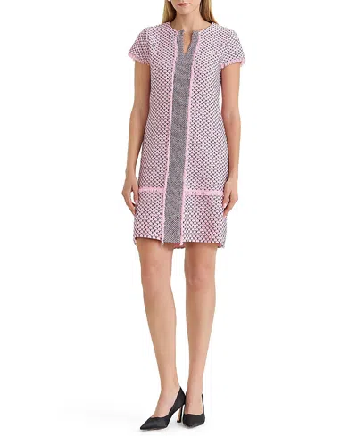 Ming Wang Shell Stitch Knit Sheath Dress In Pink