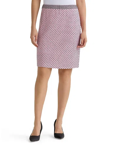 Ming Wang Shell Stitch Knit Straight Skirt In Pink