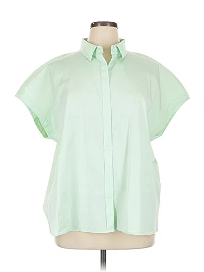 Pre-owned Ming Wang Short Sleeve Blouse In Green