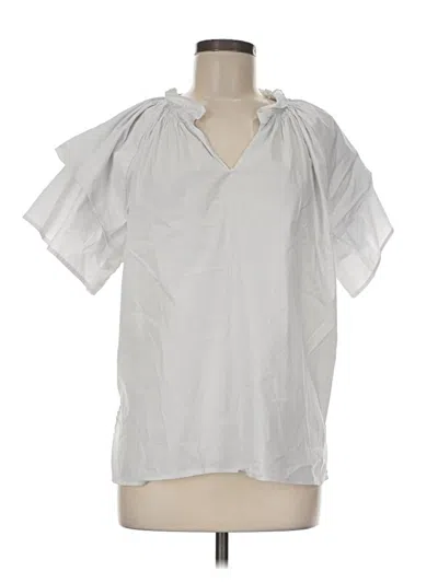 Pre-owned Ming Wang Short Sleeve Blouse In White