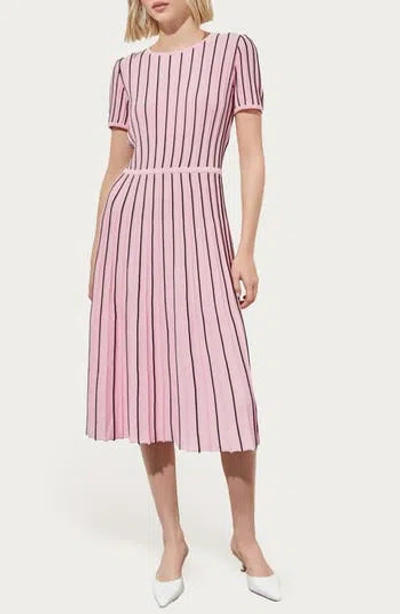 Ming Wang Short Sleeve Fit & Flare Dress In Pink