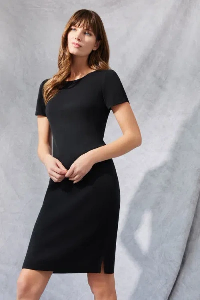 Ming Wang Short Sleeve Knit Dress In Black