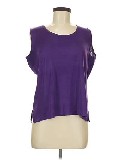 Pre-owned Ming Wang Short Sleeve Top Purple Scoop Neck Tops