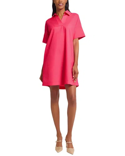 Ming Wang Side Pocket A-line Cotton Shirt Dress In Pink