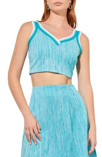 Ming Wang Sleeveless Knit Crop Top In Blue