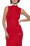 Shop Ming Wang Sleeveless Rib Mock Neck Sweater In Dusk Red