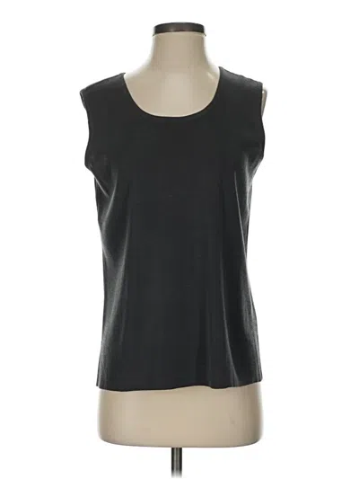 Pre-owned Ming Wang Sleeveless Top Black Scoop Neck Tops