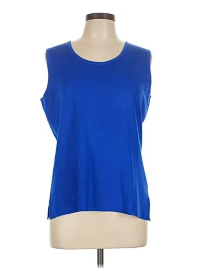 Pre-owned Ming Wang Sleeveless Top Blue Scoop Neck Tops