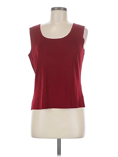 Pre-owned Ming Wang Sleeveless Top Burgundy Scoop Neck Tops