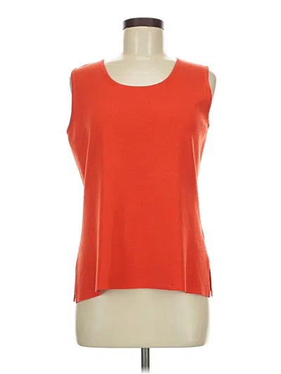 Pre-owned Ming Wang Sleeveless Top Orange Scoop Neck Tops