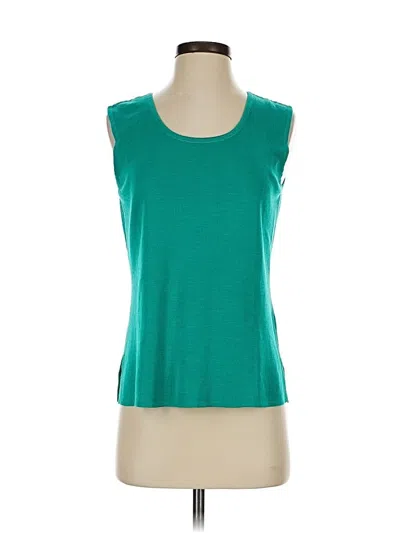 Pre-owned Ming Wang Sleeveless Top Teal Scoop Neck Tops In Blue