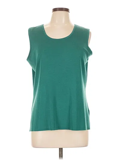Pre-owned Ming Wang Sleeveless Top Teal Scoop Neck Tops In Blue