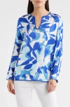 Ming Wang Split Sleeve Crêpe De Chine Blouse