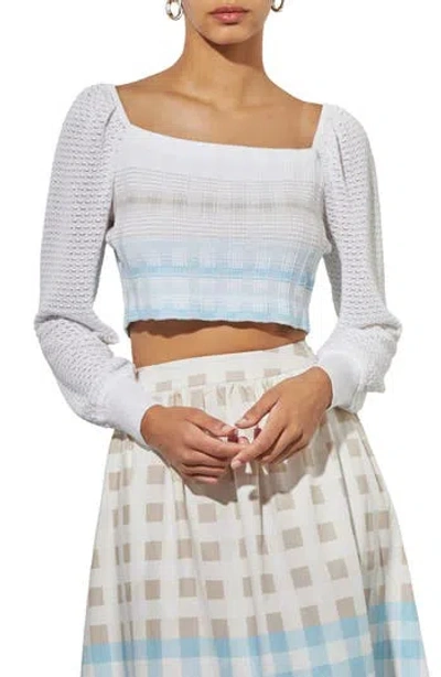 Ming Wang Square Neck Crop Sweater In White