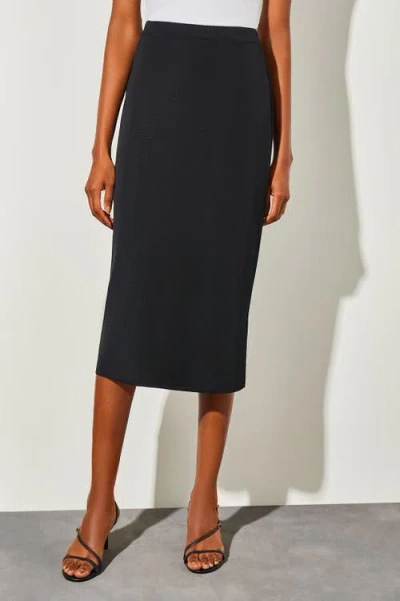 Ming Wang Straight Knit Midi Skirt In Black