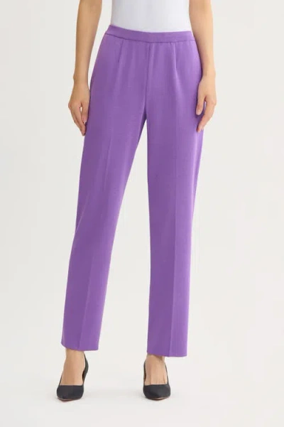 Ming Wang Straight Leg Knit Pants In Purple