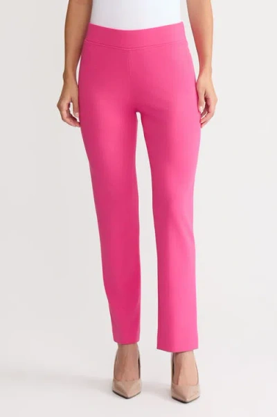 Ming Wang Stretch Deco Crepe Straight-leg Pants In Pink