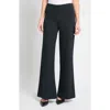 Ming Wang Stretch Deco Crepe Wide-leg Pants In Black